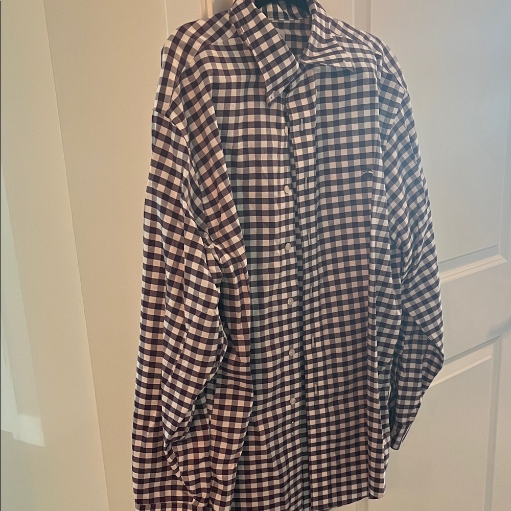 Men's Checkered Shirt - purple and White